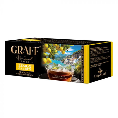 TM Graff Чай чорний з лимоном "Lemon Garden/ Лимонний сад" в пакетиках (20*1.8г) TM Graff Чай чорний з лимоном "Lemon Garden/ Лимонний сад" в пакетиках (20*1.8г)
