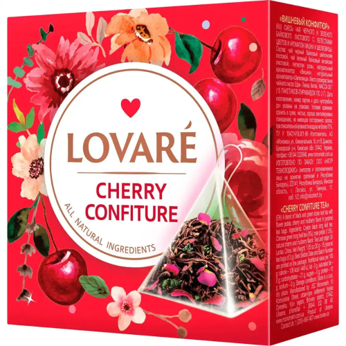 Чай в пірамідках TM Lovare "Cherry Confiture" пакетований 15*2г Чай в пірамідках TM Lovare "Cherry Confiture" пакетований 15*2г