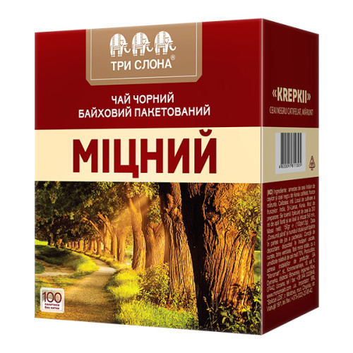 Чай чорний пакетований "Три Слона" Міцний (100 пак.) Чай чорний пакетований "Три Слона" Міцний (100 пак.)
