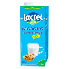 Молоко у/п Лактель 2,5% 1л з кришечкою 12шт/ящ